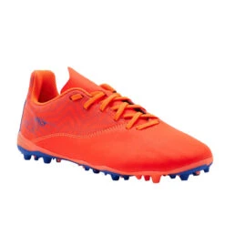 Kipsta CHAUSSURES DE FOOTBALL ENFANT A LACETS VIRALTO I MG/AG ORANGE ET BLEU