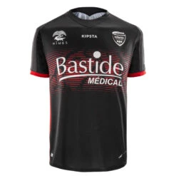 Kipsta Maillot Officiel Du Nîmes Olympique 22/23 Extérieur Adulte Noir Et Rouge