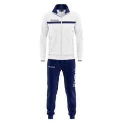 Survêtement Football Full Zip Homme - Givova Blanc Et Bleu