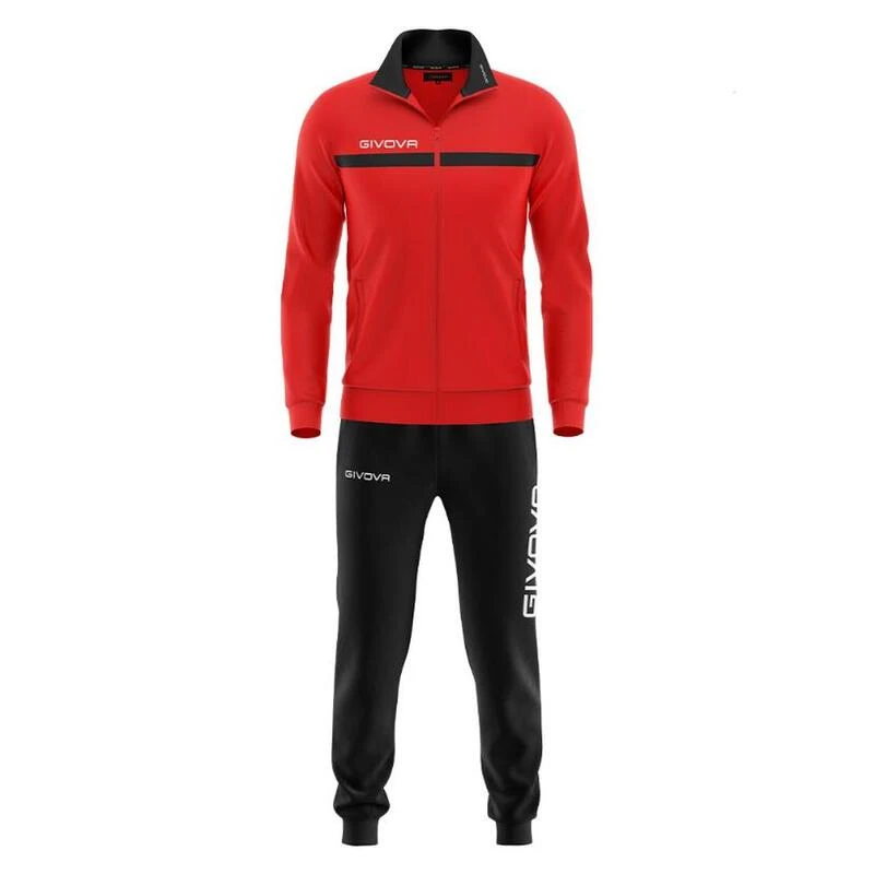 Survêtement Full Zip Homme - Givova Rouge Noir 2 Survêtement Full Zip Homme - Givova Rouge Noir
