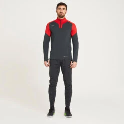 Kipsta Sweat De Football 1/2 Zip VIRALTO CLUB Gris Anthracite Et Rouge. -Sports - Équipement de football sweat de football 12 zip viralto club gris anthracite et rouge 3