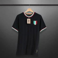 T-Shirt Gli Azzurri Black Football Adulte Vintage