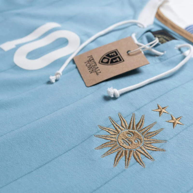 T-Shirt La Celeste Retro Avec Lacets Football Adulte Vintage 4 T-Shirt La Celeste Retro Avec Lacets Football Adulte Vintage – Image 2